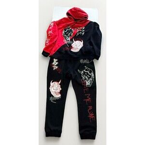 Smoke Rise Demon embroidered Hoodie Size 6XL Hell Devil Nights Black & Red Devil